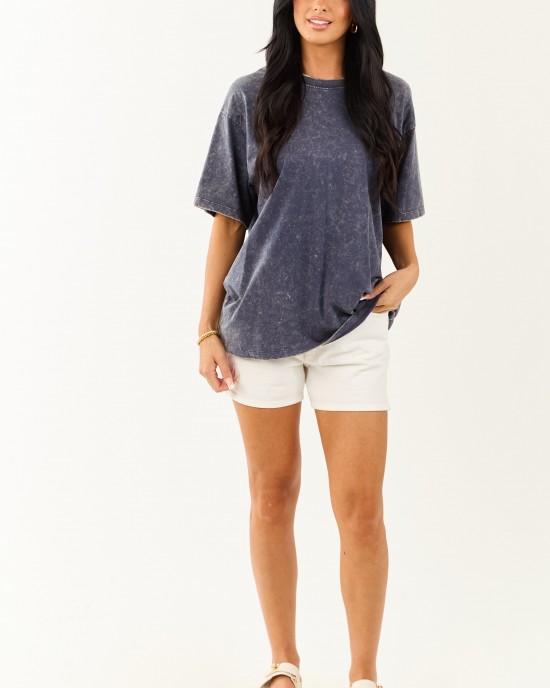 Spruce Acid Wash Relaxed Cotton Short Sleeve Top