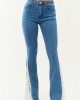 Medium Wash Lace Contrast Stretchy Flare Leg Jeans