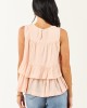 Peach Round Neck Tiered Ruffle Tank Top