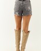 Mica Denim Charcoal Acid Wash High Rise Star Shorts