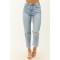 Cello Light Wash Stretchy Distressed Straight Jeans