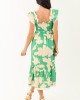 Kelly Green and Cream Floral Print Smocked Midi Dress Kelly Green and Cream Floral Print Smocked Midi Dress