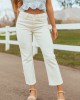 Risen White Wash Denim Straight Stretchy Jeans