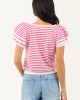 Off White and Raspberry Striped Short Sleeve Top Off White and Raspberry Striped Short Sleeve Top