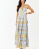 Lavender Floral Print Sleeveless Cotton Maxi Dress