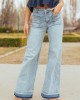 Risen Light Wash Stretchy Ombre Hem Wide Leg Jeans Risen Light Wash Stretchy Ombre Hem Wide Leg Jeans