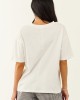 Off White Cotton Tee with Contrast Denim Pocket Off White Cotton Tee with Contrast Denim Pocket