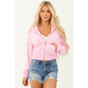 Carnation Zip Up Long Sleeve Hooded Jacket