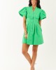Kiwi Bubble Sleeve Button Down Cotton Mini Dress