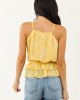 Canary Yellow Floral Swiss Dot Halter Neck Tank Top Canary Yellow Floral Swiss Dot Halter Neck Tank Top