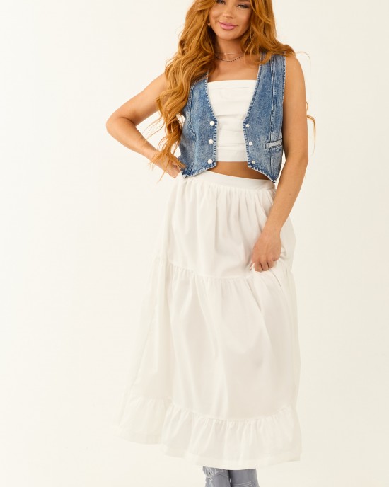 Medium Wash Vintage Denim Button Up Vest