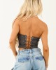 Charcoal Faux Leather Western Corset Top