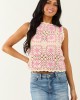Ivory and Bubblegum Crochet Granny Square Tank Top Ivory and Bubblegum Crochet Granny Square Tank Top