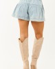 Light Wash Denim Button Down Flare Shorts Light Wash Denim Button Down Flare Shorts