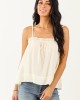 Cream Square Neck Ruffle Trim Tank Top Cream Square Neck Ruffle Trim Tank Top