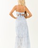 Sky Blue Floral Eyelet Sleeveless Cotton Maxi Dress