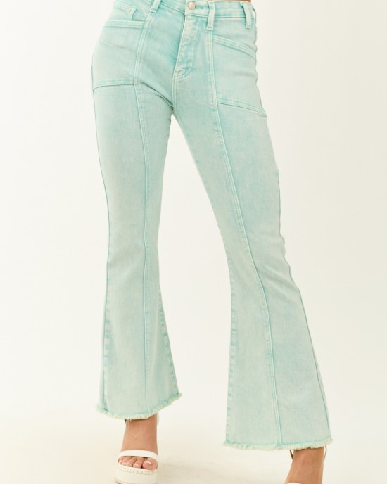 Saige Turquoise Tummy Control Stretchy Flare Jeans