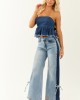 Dark Wash Denim Strapless Peplum Top Dark Wash Denim Strapless Peplum Top
