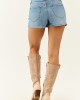 Cello Medium Wash Denim High Rise Mini Skort