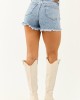 Saige Medium Wash High Rise Western Embroidery Shorts