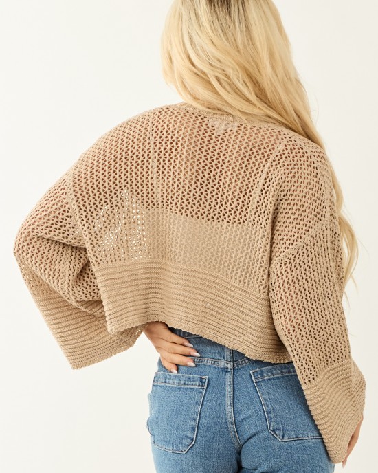 Camel Open Front Long Sleeve Knit Cardigan Camel Open Front Long Sleeve Knit Cardigan