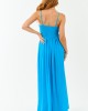 Azure Flowy Chiffon Front Twist Maxi Dress