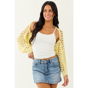 Buttercream Open Knit Long Sleeve Shrug Cardigan