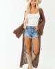 Mocha Tie Front Flare Sleeve Knit Duster Cardigan