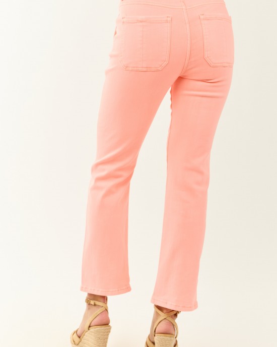Risen Neon Coral Straight Tummy Control Stretchy Jeans Risen Neon Coral Straight Tummy Control Stretchy Jeans