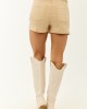 Risen Sand Denim Buttoned Stretchy Mini Skort