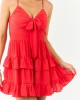 Ruby Bust Tie Sleeveless Tiered Ruffle Mini Dress
