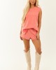 Deep Coral Oversized Sleeveless Top and Short Set Deep Coral Oversized Sleeveless Top and Short Set