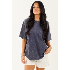 Spruce Acid Wash Relaxed Cotton Short Sleeve Top