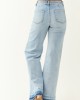 Risen Light Wash Stretchy Ombre Hem Wide Leg Jeans Risen Light Wash Stretchy Ombre Hem Wide Leg Jeans