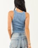 Steel Blue Ribbed Stretchy Knit Washed Tank Top