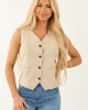 She+Sky Sand Button Down Sleeveless Vest