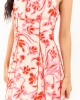 Champagne Floral Print Contrast Seam Mini Dress