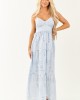 Sky Blue Floral Eyelet Sleeveless Cotton Maxi Dress