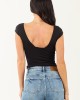 Black Cap Sleeve Fitted Crop Top Black Cap Sleeve Fitted Crop Top
