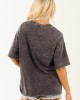 Black Acid Wash Relaxed Cotton Short Sleeve Top Black Acid Wash Relaxed Cotton Short Sleeve Top
