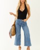 Black Halter Surplice Neck Linen Blend Tank Top