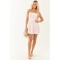 Baby Pink Lace Banded Waist Strapless Mini Dress