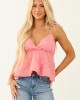 Lovelo Coral Textured Swiss Dot Babydoll Cami Blouse Lovelo Coral Textured Swiss Dot Babydoll Cami Blouse