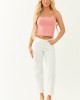 KanCan White High Rise Straight Leg Cropped Jeans