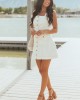 Ivory Button Down Denim Mini Dress with Belt