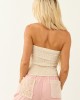 Almond Linen Blend Pleated Cropped Strapless Top Almond Linen Blend Pleated Cropped Strapless Top