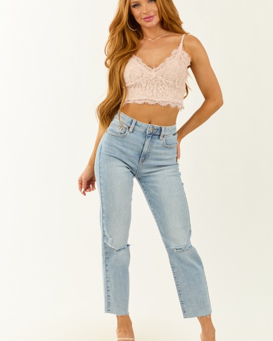 Cello Light Wash Stretchy Distressed Straight Jeans Cello Light Wash Stretchy Distressed Straight Jeans
