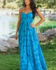Cobalt Tropical Print Sleeveless Maxi Dress