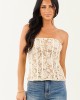 Flying Tomato Vanilla Lace Strapless Corset Top