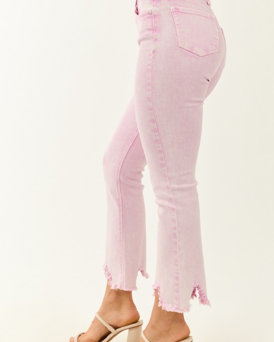 Saige Baby Pink Tummy Control Stretchy Flare Jeans